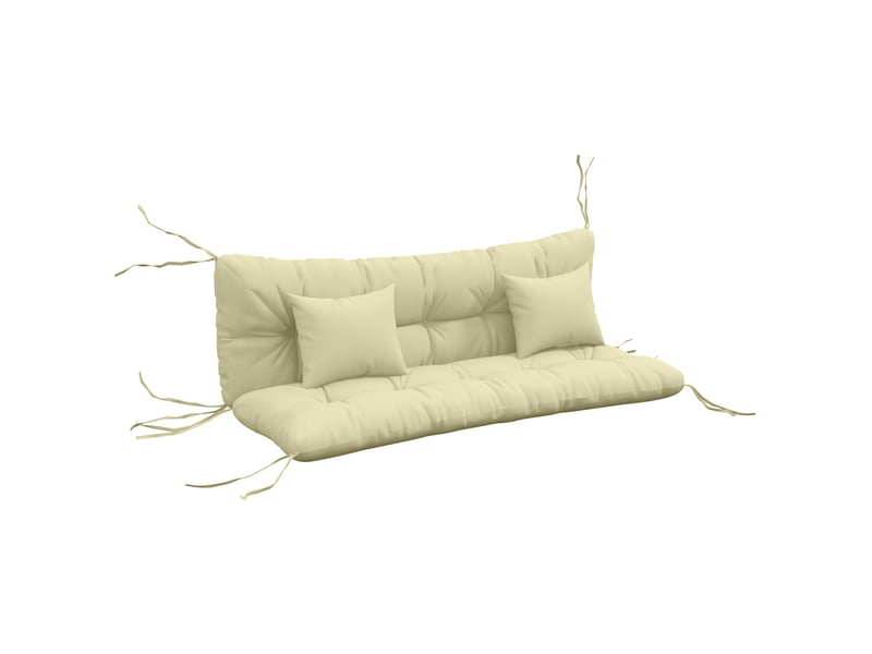 Lot de 4 coussins d'assise, 150 x 50 cm, coussins de chaise déperlants avec attaches, 10 cm d'épaisseur, blanc crème  - Conforama A