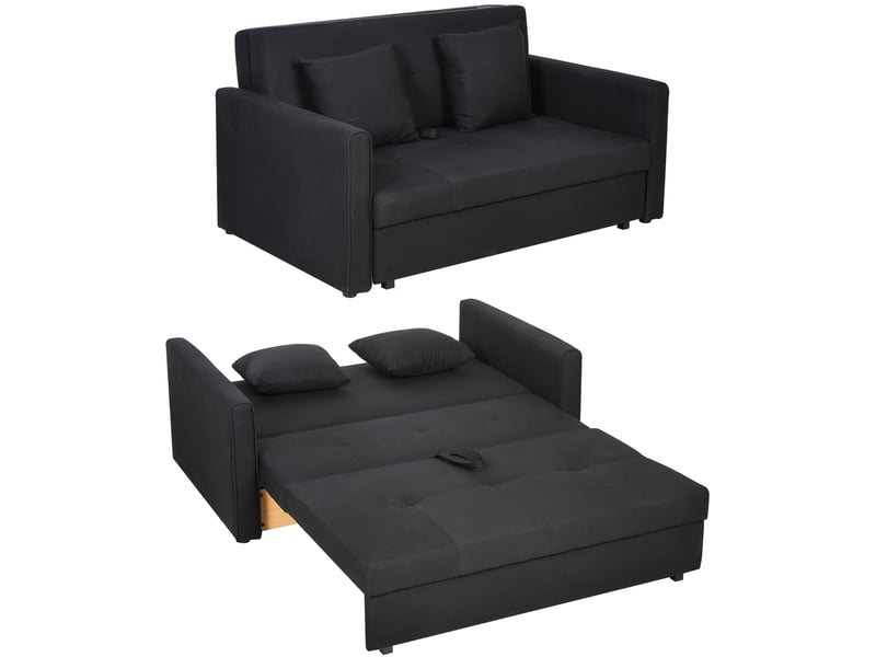  Canapé-lit 2 places convertible avec coffre en tissu gris foncé 152x101x81 cm  - Conforama A