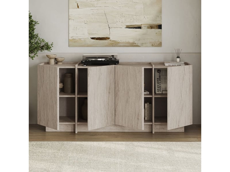  Buffet de salon 4 portes avec étagères et fermeture douce dorma - beige  - Conforama B