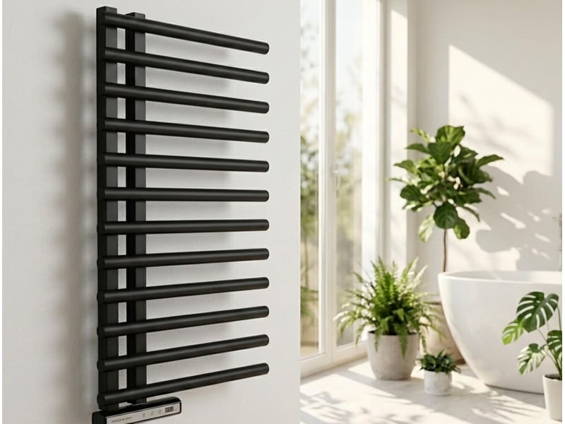  Radiateur sèche-serviettes rotatif 180 degrés noir NTW GIRO B - Conforama D
