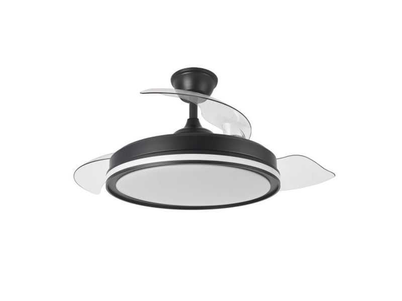  Fabrilamp cacique plafonnier ventilateur led 59 w, 6980 lm, rgb, moteur dc, 3 pales rétractables, ø 107 cm, noir 246292309 - Conforama D