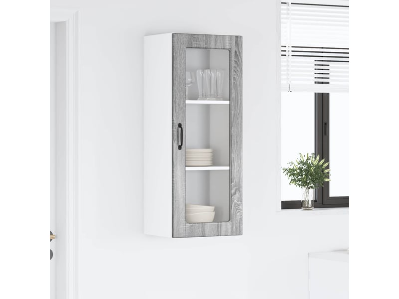 Meuble mural de cuisine, cabinet en verre mural gris sonoma 40x31x100cm - Conforama D