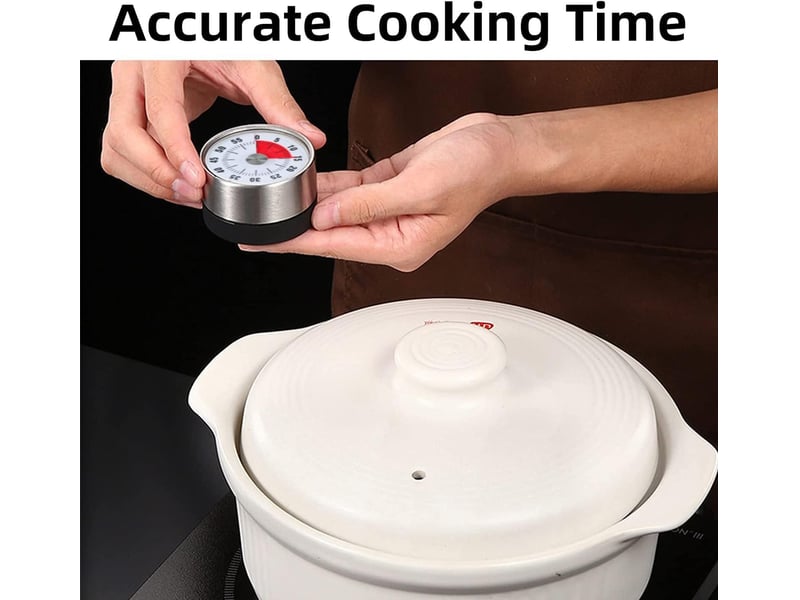  Minuteur de cuisine, magnétique en acier inoxydable,mécanique 60 minutes avec réveil puissant, pour la cuisine apprentissage pâtisserie No Commercial reference - Conforama E