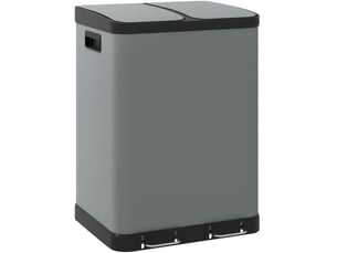 Poubelle à pédale double 2x30 l 48,8x39,5x67 cm – grise – tri des déchets et fermeture silencieuse