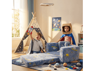 Fauteuil enfant pliable 103 x 63 x 38 cm bleu vert blanc, tissu peluche pour lire et se détendre