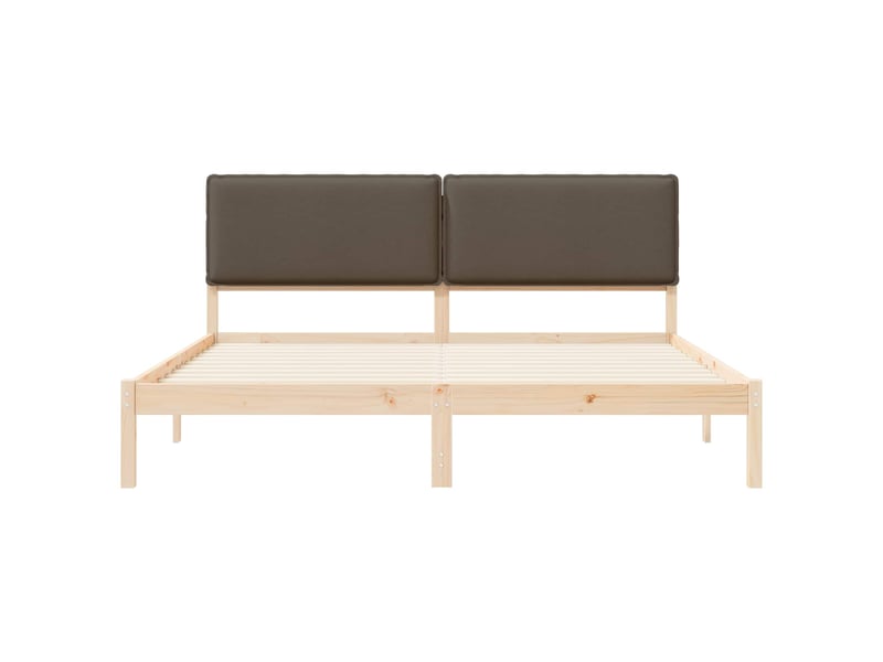 Lit double- lit adulte - cadre de lit avec tête de lit rembourrée taupe 200 x 200 cm - Conforama D