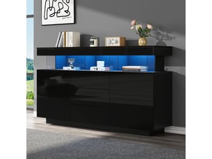 Buffet 2 porte(s)  3 tiroir(s) OSUPNESSEE  - 140 cm coloris noir 