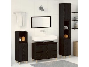 Ensemble de mobilier de salle de bain 3 pièces chêne noir cf64452