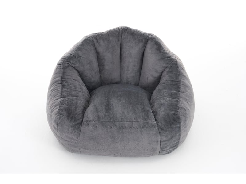 Pouf poire grand format 111 x 123 x 75 cm gris clair, fausse fourrure douce, fauteuil lounge sans montage - Conforama A