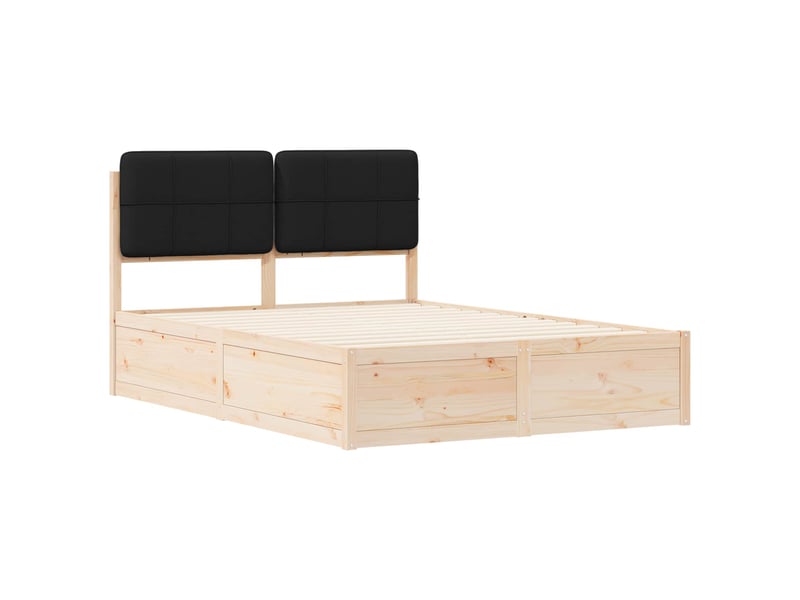  Lit double- lit adulte -  cadre de lit avec tête de lit rembourrée noir 150 x 200 cm  - Conforama C