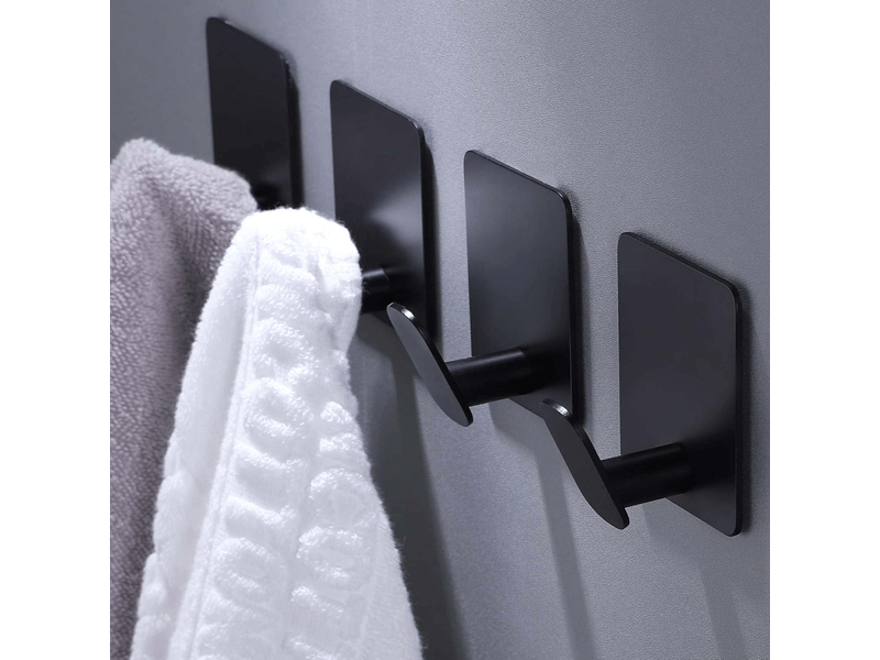  8 crochets muraux en inox 304 punch-free, résistants à la rouille, idéals pour salle de bain, toilette, cuisine, manteaux et serviettes, noir  - Conforama C