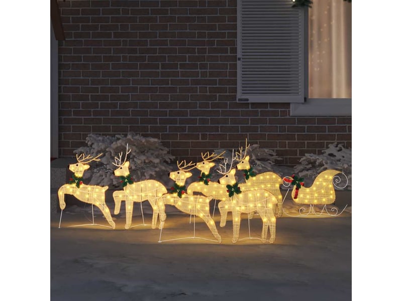 Lot de 7 rennes led, éclairage de noël, décoration de noël doré 43 x 18 x 66 cm tissu cf62099 - Conforama C