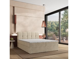 Lit avec rangement 160x200 cm <strong>MASSENO</strong>  <strong></strong> coloris beige