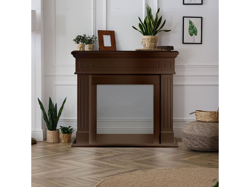  Cambridge - cadre de cheminée 110 x 100 x 36 cm, revêtement décoratif en mdf, finition noyer  - Conforama B