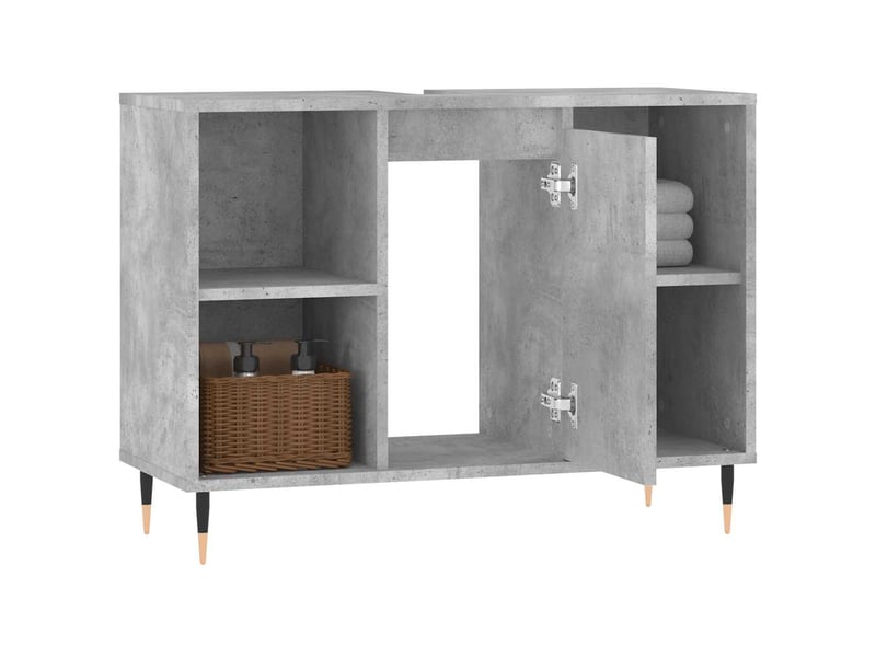  Meuble salle de bain rangement, commode gris béton 80x33x60cm bois d'ingénierie shl9197  - Conforama D