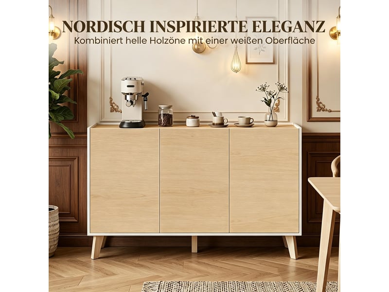  Buffet 3 portes 6 compartiments en mdf et panneau de particules 120 x 35 x 73,5 cm  - Conforama E