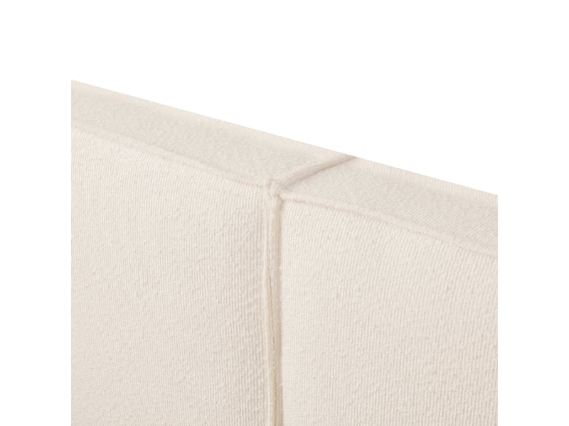  Lit coffre rembourré, rangement hydraulique, sommier à lattes, tête capitonnée, tissu bouclette, 180x200 cm, blanc  - Conforama E