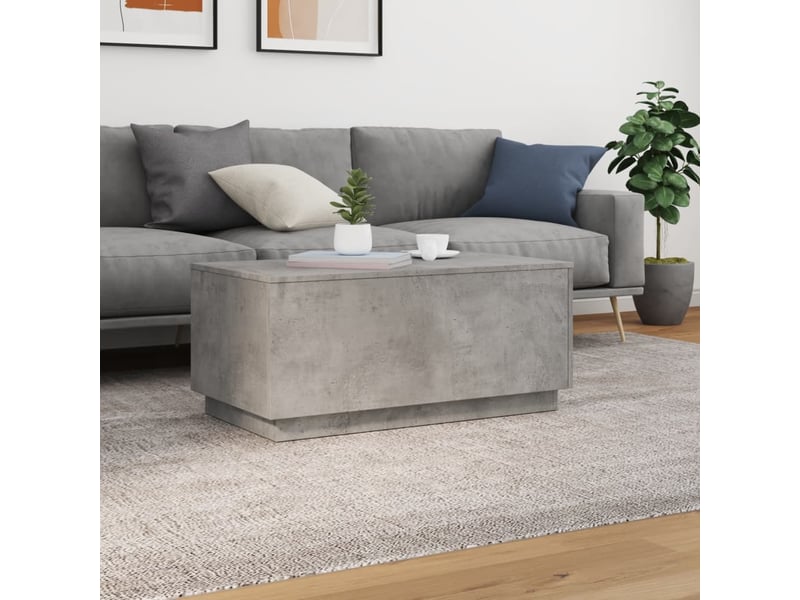  Table basse | table d'appoint salon avec lumières led gris béton 90x50x40 cm shl5428  - Conforama D