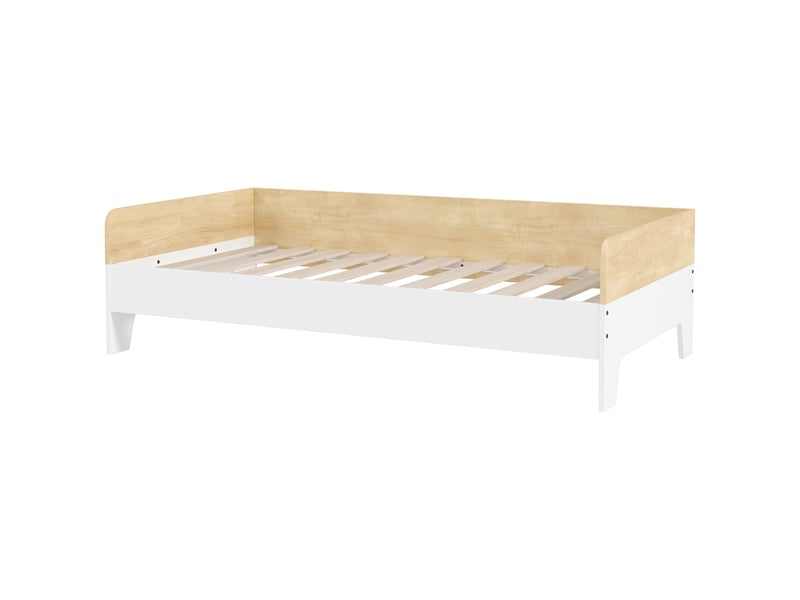  Lit enfant lit avec sommier à lattes avec panneaux latéraux élevés conception basse en bois blanc 143,5 x 74 x 40 cm  - Conforama B