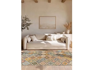 Tapis lavable antidérapant ethnique multicolore, 80 x 150 cm