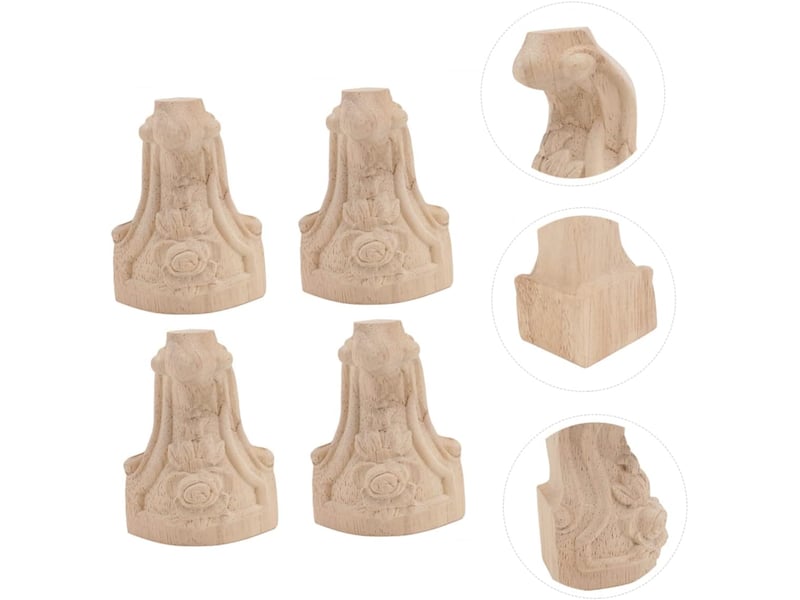 4pièces meuble rétro bois de jambes de table canapé pour élévation et rangement sous mobilier  - Conforama C