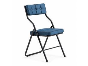 Lot de 2 chaises pliantes 47x46x80 cm, faciles à ranger, velours bleu, housse d'assise amovible, en acier