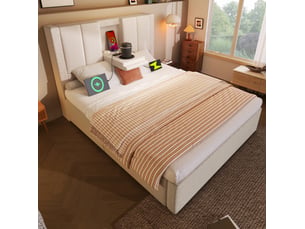 Lit coffre 90x200 cm <strong>OKWISH</strong>  <strong></strong> coloris beige