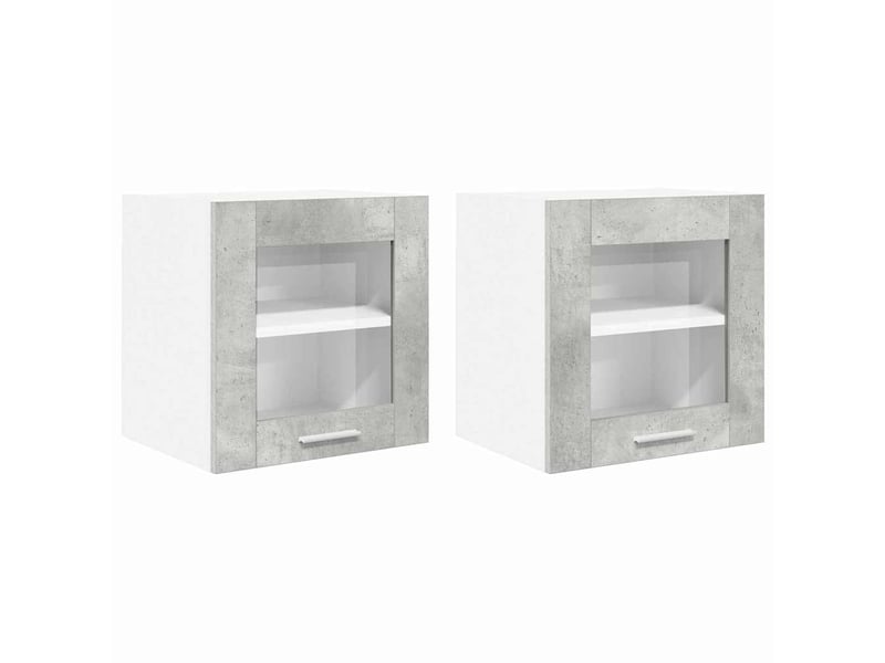  Meuble de rangement cuisine, armoire suspendue 2 pcs gris béton bois d'ingénierie shl6585  - Conforama A