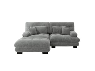 Canapé d'angle modenvie cloud modulable 2 places en chenille gris 220 x 145 x 81 cm