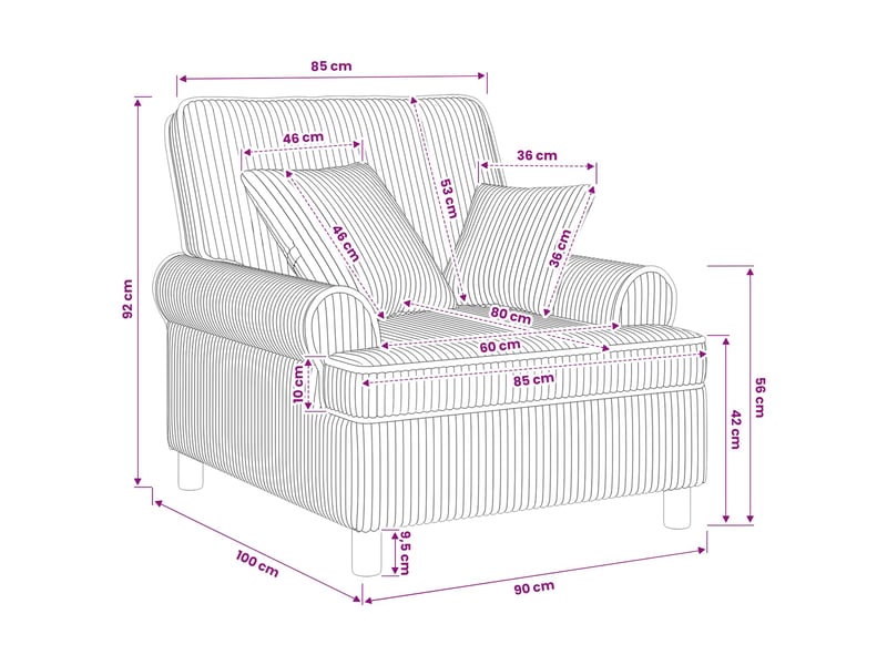 Vidaxl fauteuil xl avec coussins bleu marine tissu à 1,5 lignes  - Conforama C