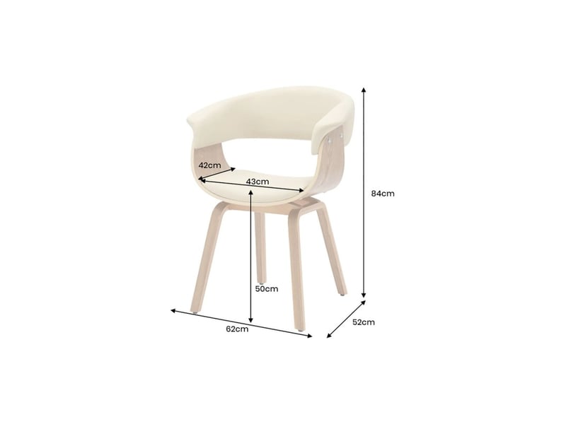  Chaise contemporaine nera en cuir artificiel beige crème et structure effet chêne clair avec accoudoirs  - Conforama C