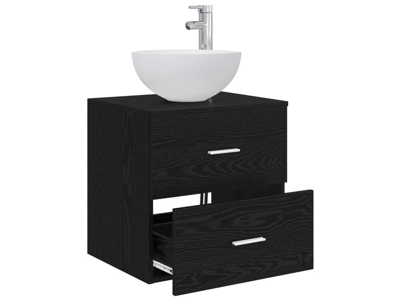  Vanité de lavabo mural, meuble de rangement chêne noir 49.5x41x64.5 cm  - Conforama C