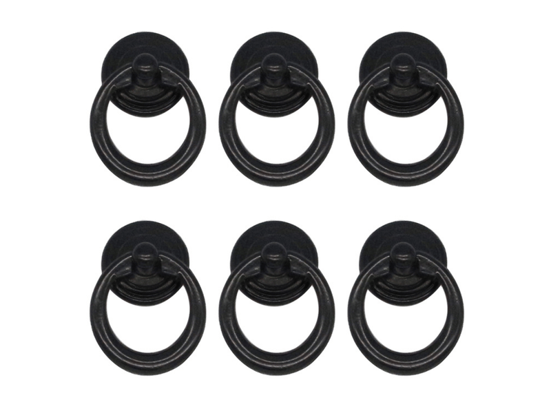  10 poignées de métal noires pour rails, tiroirs, portes, meubles classiques, rondes, avec vis.  - Conforama E