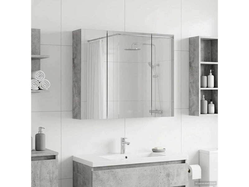 Armoire miroir de salle de bain, cabinet de salle de bain gris béton 60 x 14,5 x 50 cm cf65161 - Conforama B