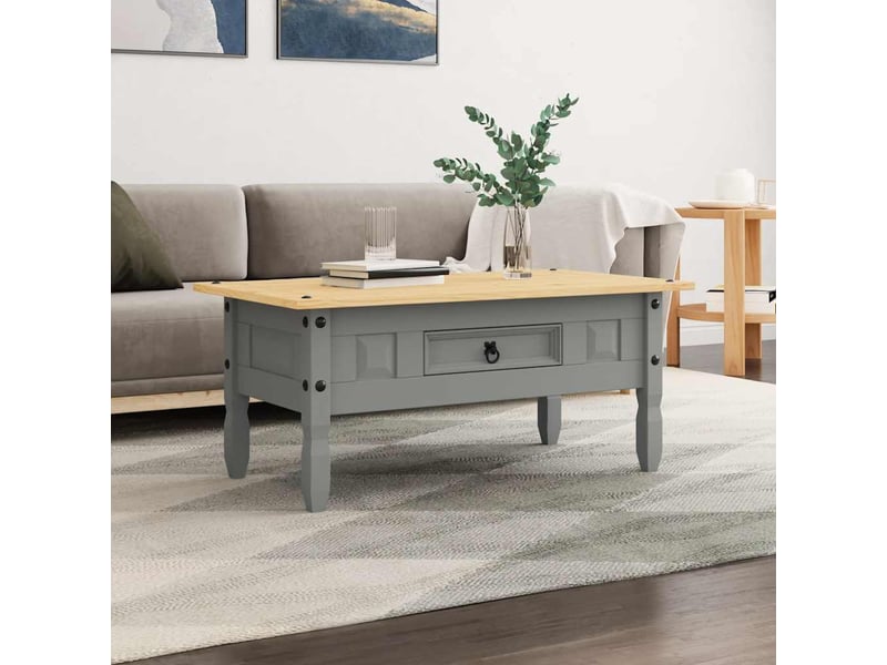  Table basse - table de salon - table à thé pin mexicain gamme corona gris 100x55x44 cm  - Conforama B