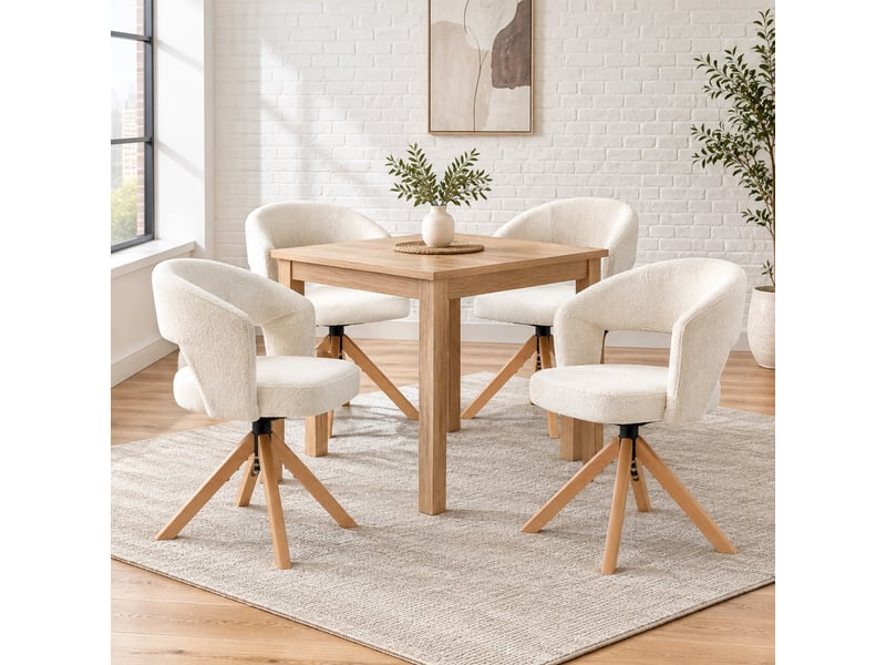  Lot de 2 chaises de salle à manger pivotantes,47x47,5x81,5 cm,tissu,crème  - Conforama B