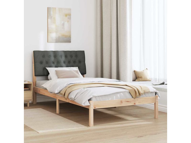  Lit simple- lit adulte -  cadre de lit avec tête de lit rembourrée marron 100 x 200 cm  - Conforama C