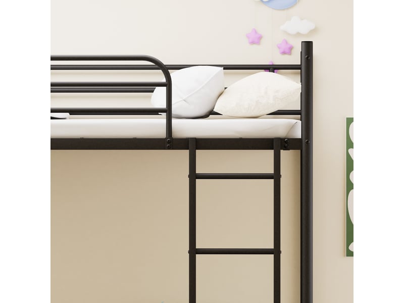  Lit superposé 90x190 métal noir avec échelle et barrière de sécurité  - Conforama W
