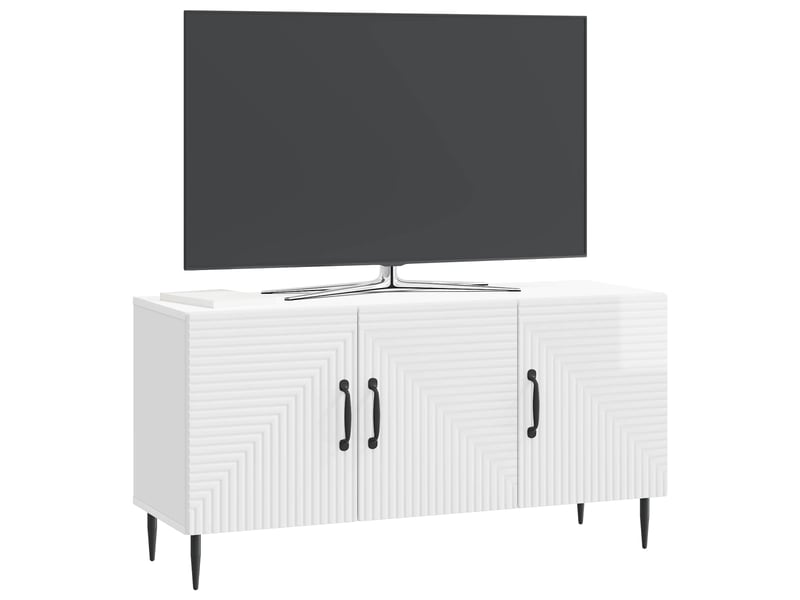  Meuble tv - banc tv - meuble de rangement blanc brillant 99 x 34,5 x 50 cm bois d'ingénierie  - Conforama C