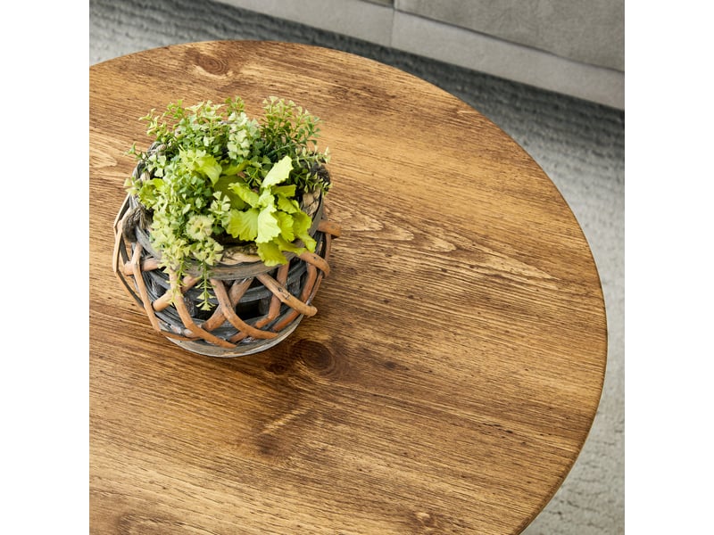  Table basse en mdf naturel, ronde, bout de canapé, 60 x 60 x 35 cm  - Conforama W