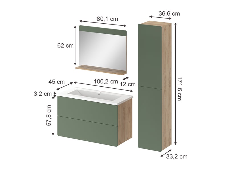  Vicco meubles bain, vertchêne doré, 4 pièces  - Conforama B