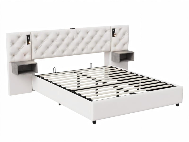  Lit 2 places 160 x 200 cm - led rgb, 4 tiroirs et tête capitonnée  - Conforama D