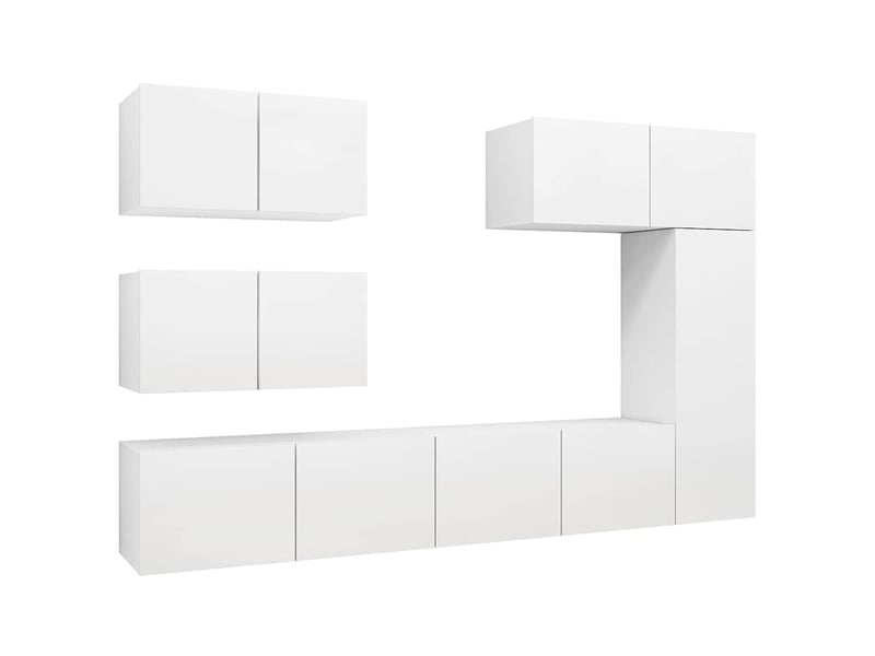  Ensemble de meubles tv - banc tv - meuble de rangement 6 pcs blanc bois d'ingénierie  - Conforama A