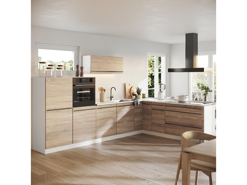  Vicco cuisine en angle, sonomablanc, 327 x cm plan de travail anthracite  - Conforama C