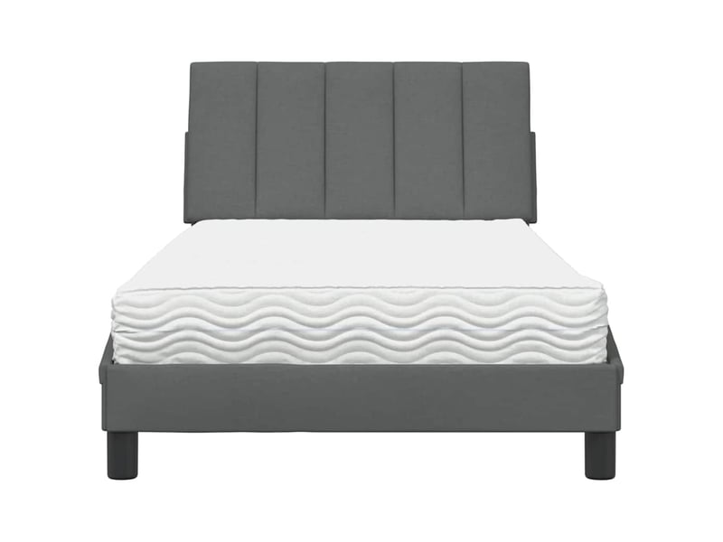  Lit avec matelas hanko gris foncé 100x200 cm tissu  - Conforama D