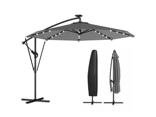 Parasol déporté, parasol de jardin extérieur, anti-uv, gris foncé 330x295x245cm