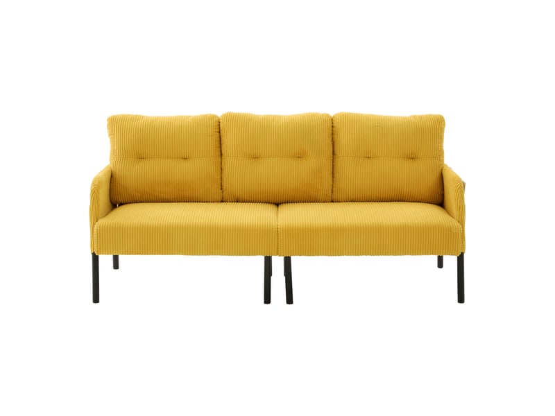 Canapé droit fixe 3 places tissu jaune - Conforama A