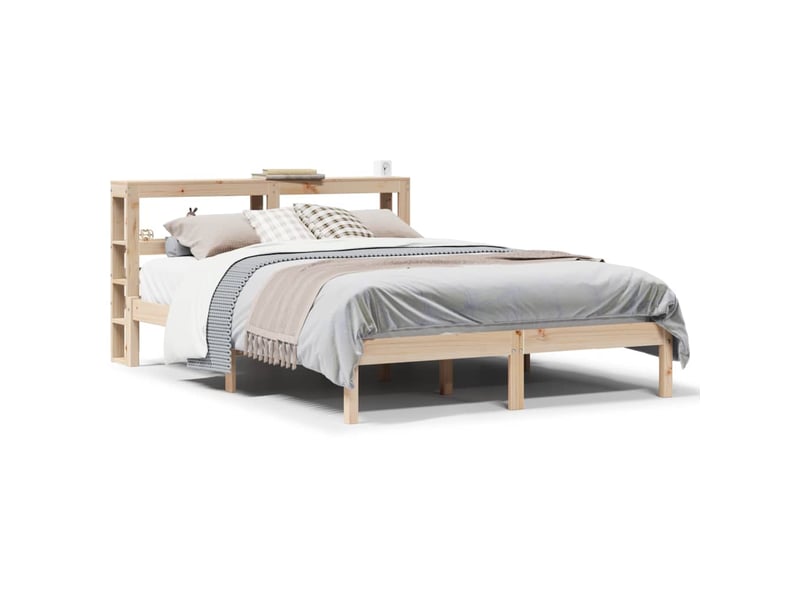  Lit double- lit adulte -  cadre de lit sans matelas 140x200 cm bois massif de pin  - Conforama A