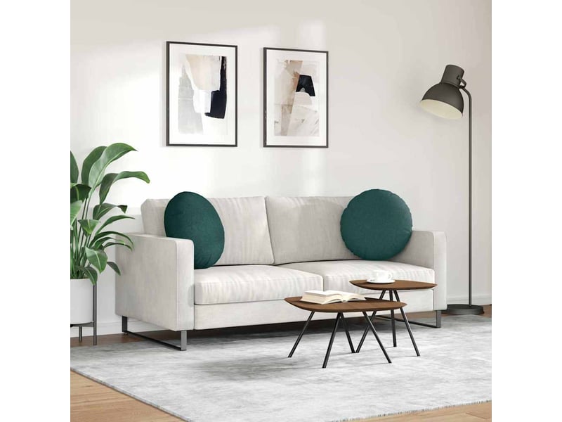 Lot de 2 coussins de siège, coussins décoratifs tissu vert foncé ø50 x 19 cm cf59875 - Conforama D