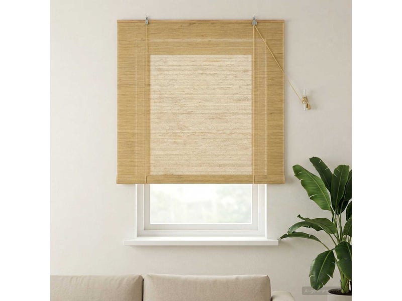 Store enrouleur, store à rouleau naturel 140 x 160 cm bambou cf45366 - Conforama B
